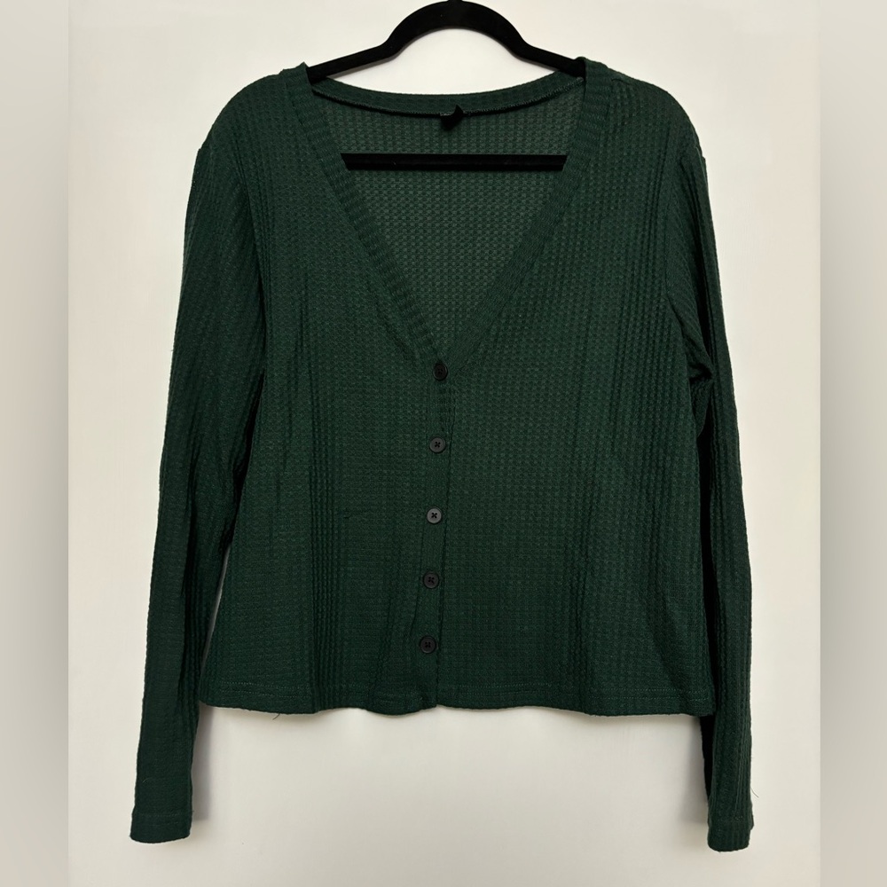 SHEIN Green Cardigan - Size Large (Dark Hunter Green)